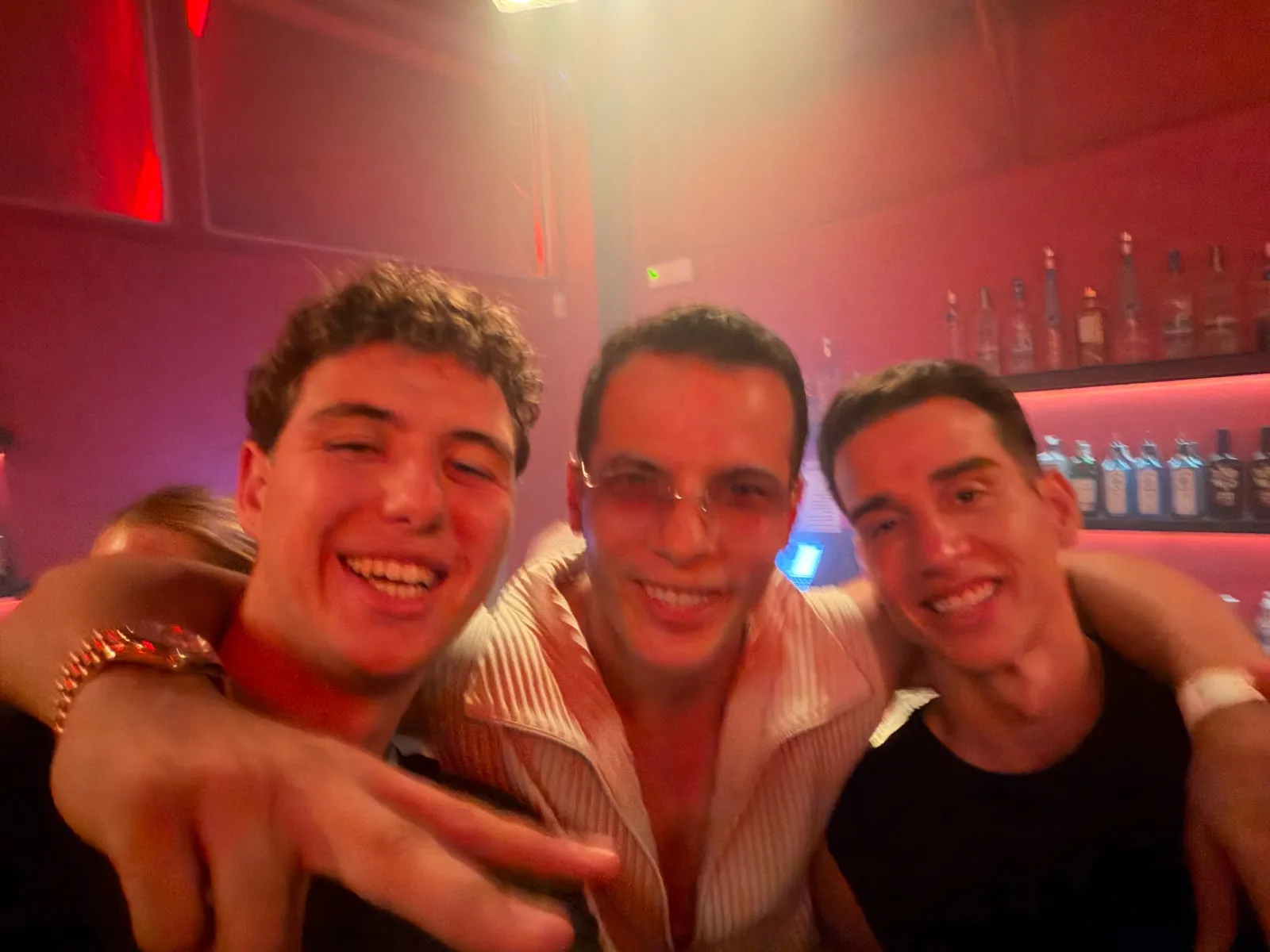 Alberto Rosas celebrating with friends at a nightclub